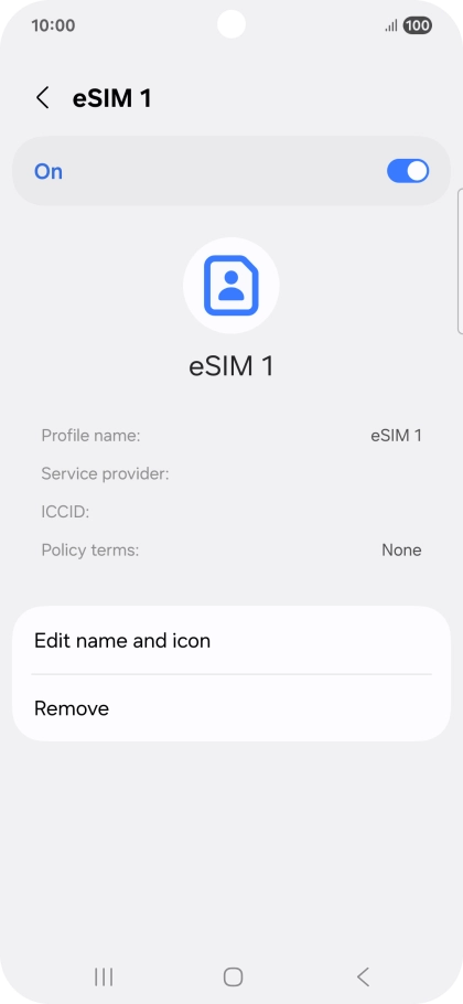 Press Remove and follow the instructions on the screen to delete your eSIM.