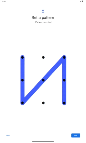 Slide your finger across the screen to connect at least four points and press Next.