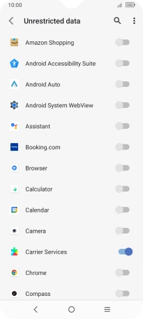Press the indicators next to the required apps to turn the function on or off.