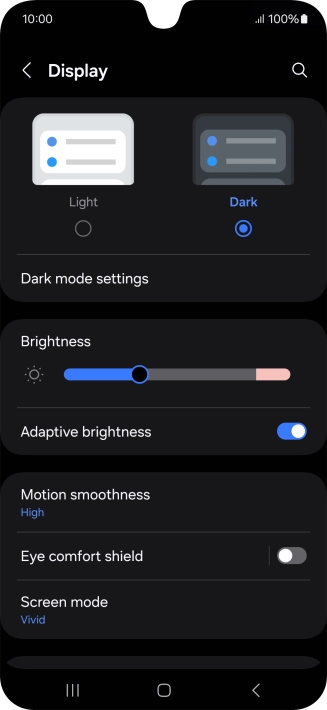 Press Dark mode settings. Press Dark mode settings.
