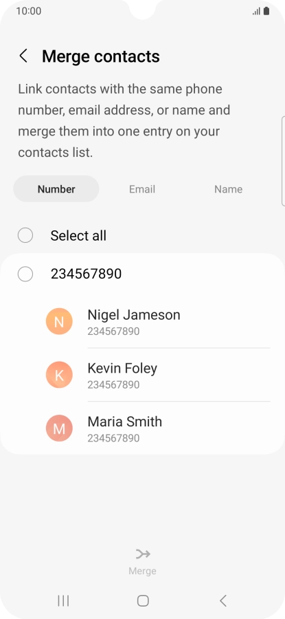 Press the field next to the required number.