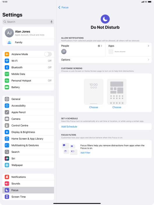 Press People and follow the instructions on the screen to select which contacts you would like to receive calls and notifications from when Do Not Disturb is turned on.