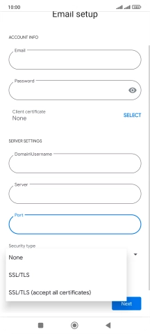 Press the required setting.