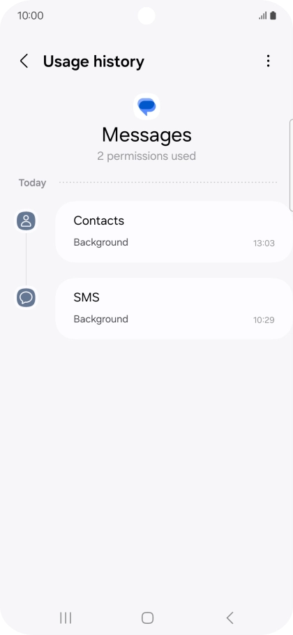 The app activity for the selected app is displayed.