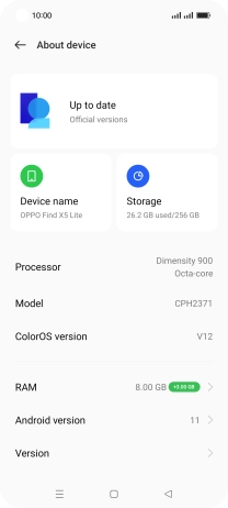 Your phone's software version is displayed below Android version.