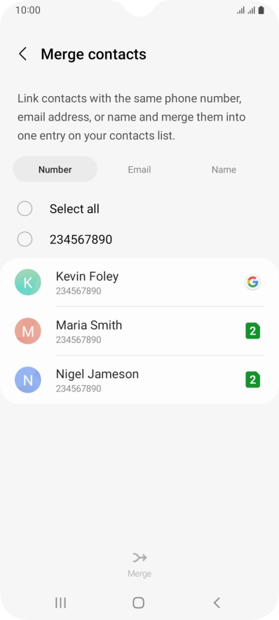 Press the field next to the required number. Press the field next to the required number.
