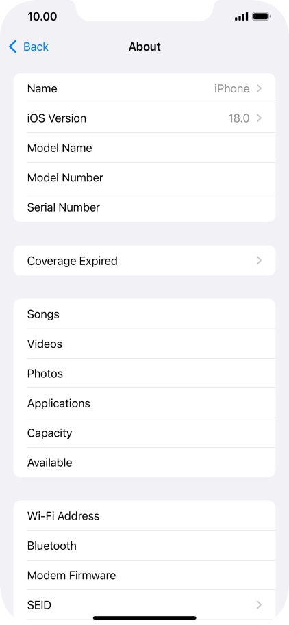 Your phone's software version is displayed next to iOS Version. Your phone's software version is displayed next to iOS Version.