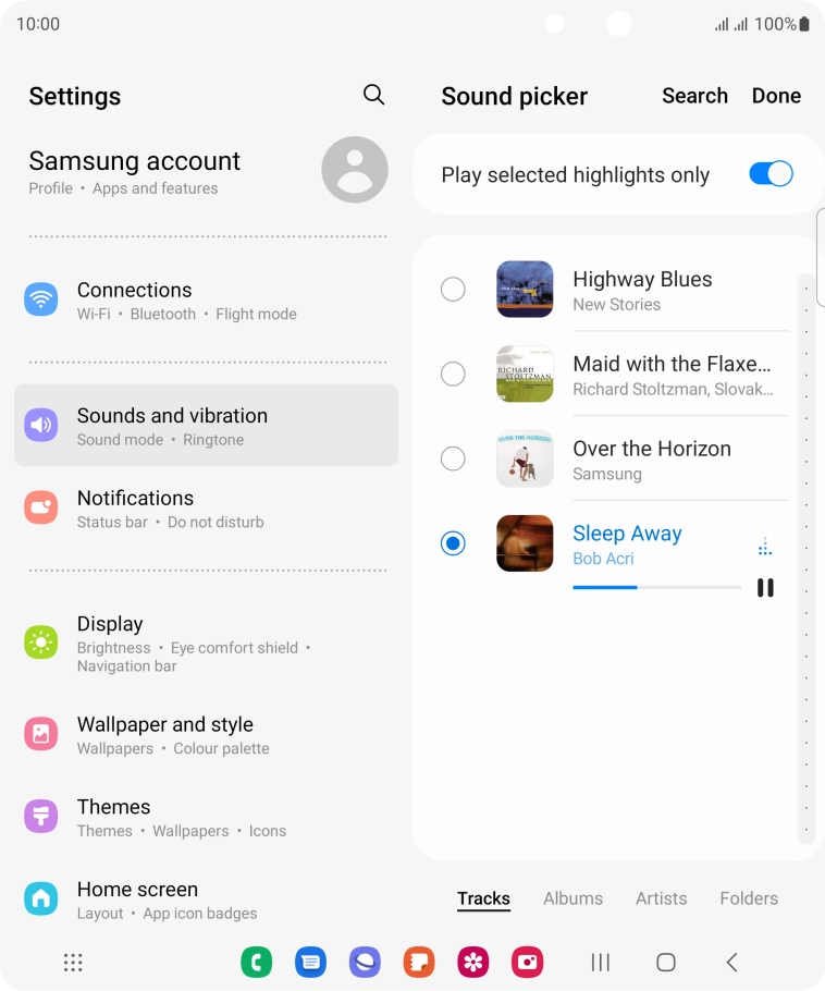 Once you've found a ring tone you like, press Done. Once you've found a ring tone you like, press Done.