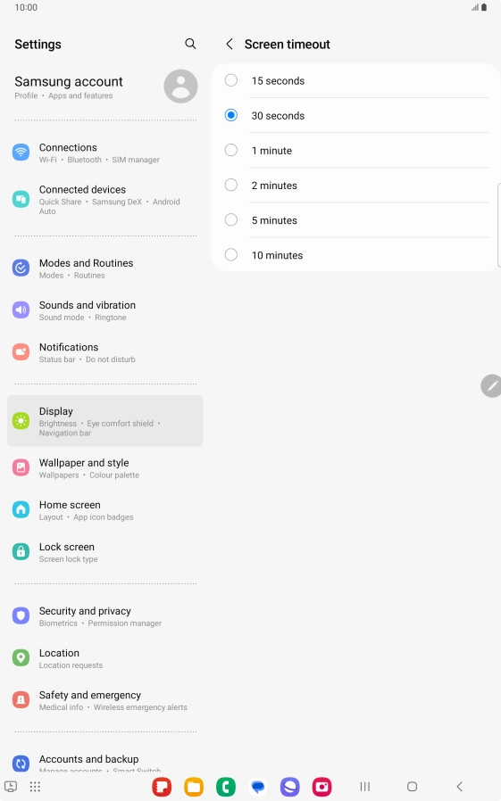 Press the required setting. Press the required setting.