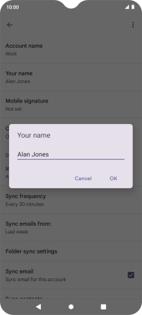 Key in the required sender name and press OK.