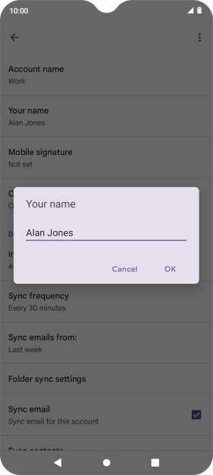Key in the required sender name and press OK.