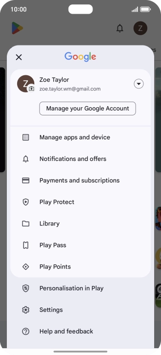 Press Manage apps and device.