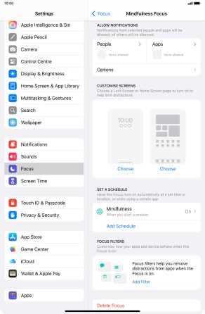 Press People and follow the instructions on the screen to select which contacts you would like to receive calls and notifications from when the selected focus mode is active.