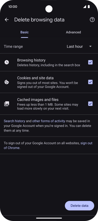 Press the fields next to the required data types.