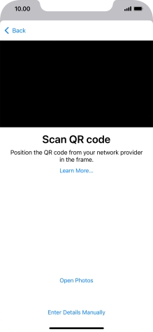 Place the QR code you've received inside the phone camera frame to scan the code. Your eSIM is transferred to your new phone over the internet.
