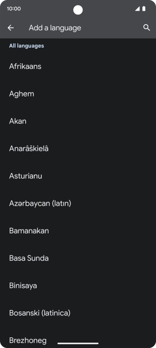 Press the required language to add it to the list of phone languages.