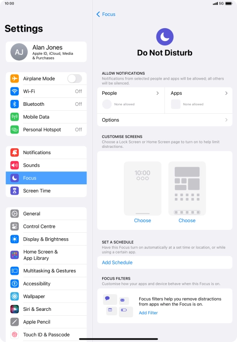 Press People and follow the instructions on the screen to select which contacts you would like to receive calls and notifications from when Do Not Disturb is turned on.