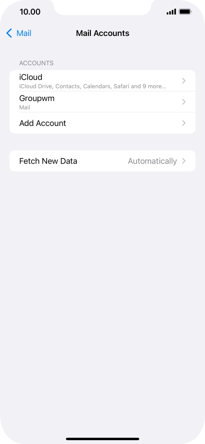 Press the name of the email account you've just set up.