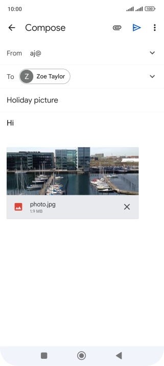 Press the send icon when you've finished your email message.