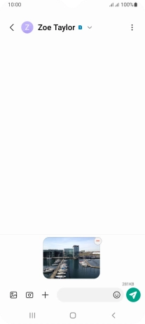 Press the text input field and write the text for your picture message.