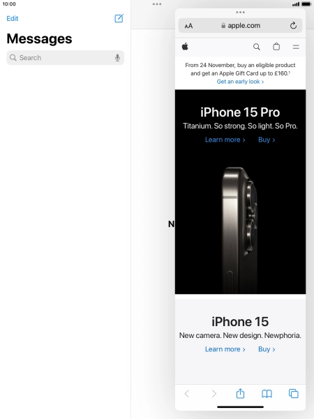 The application now displays on top of the other open application.