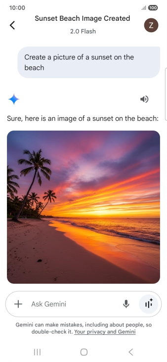 You can also ask Gemini to generate a picture based on your description.