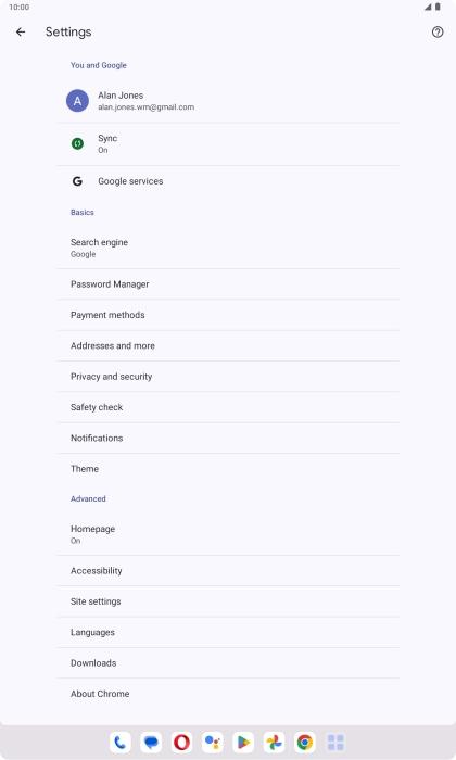 Press Privacy and security.
