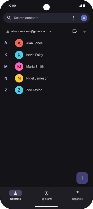 Press and hold the required contact.