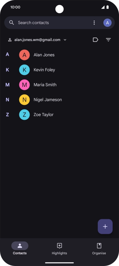 Press and hold the required contact.