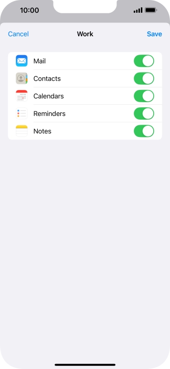 Press the indicators next to the required data types to turn synchronisation of each data type on or off.