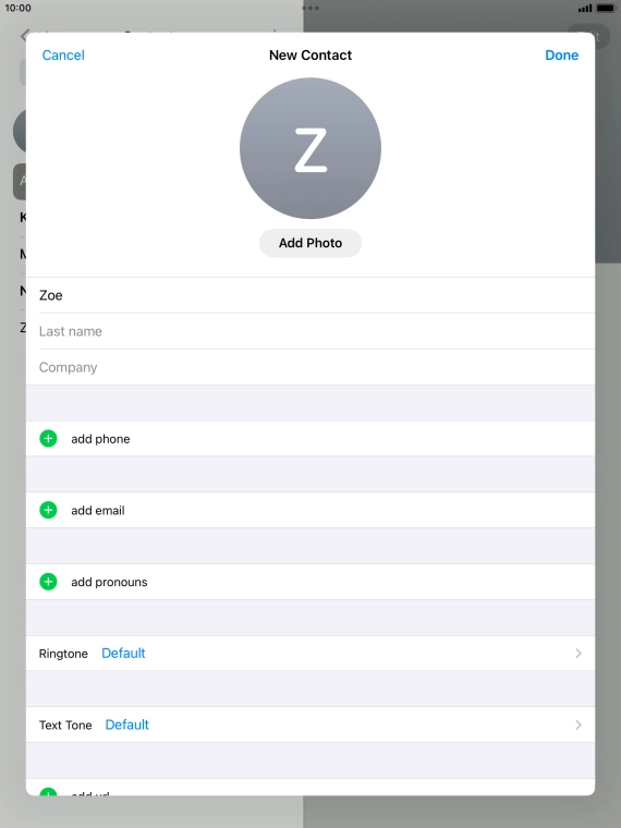 Press Last name and key in the last name.