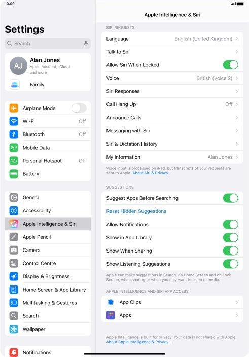 Press the indicator next to 