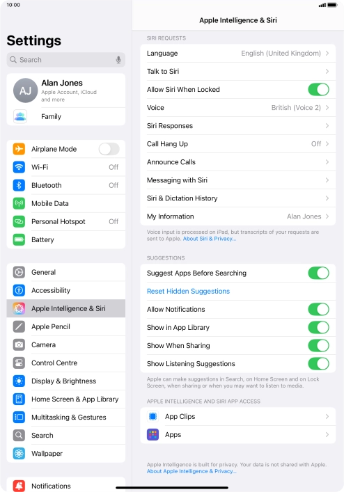 Press the indicator next to 