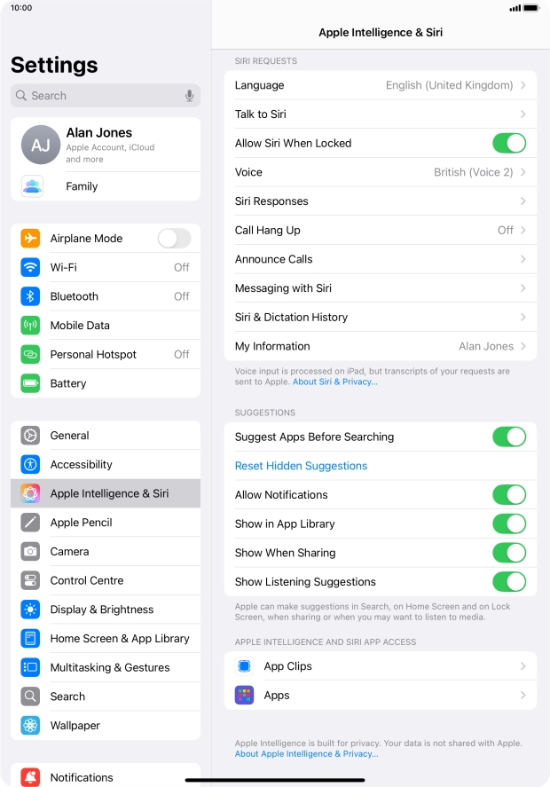 Press the indicator next to 