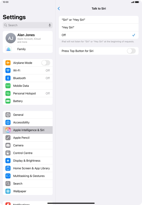 Press the indicator next to 