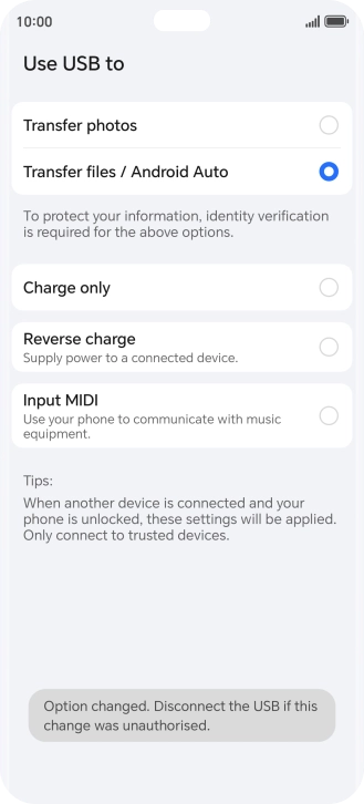 Press Transfer files / Android Auto. Press Transfer files / Android Auto.