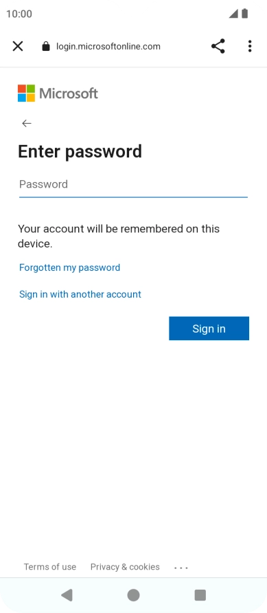 Press Password and key in the password for your email account.