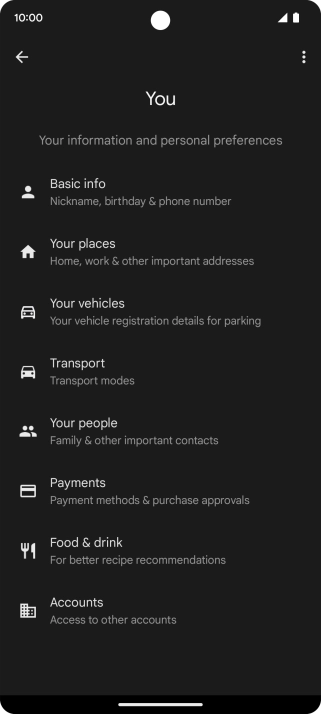 Press Basic info and follow the instructions on the screen to select phone owner settings.