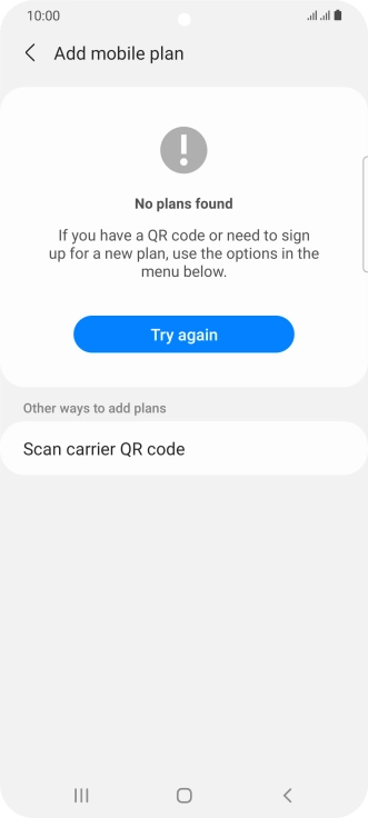 Press Scan carrier QR code.