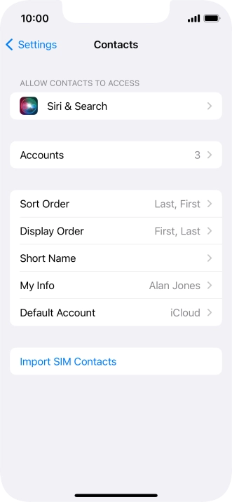 Press Import SIM Contacts.