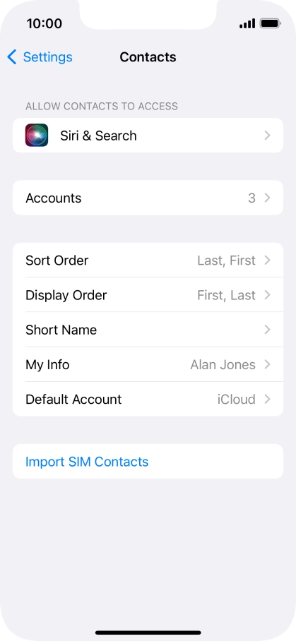 Press Import SIM Contacts.