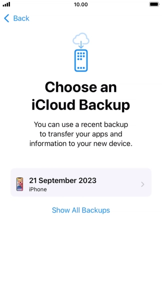 Press the required backup and your phone restores the content of the selected backup. Subsequently, follow the instructions on the screen to set up your phone and prepare it for use.