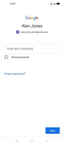Press Enter your password and key in the password for your Google account.