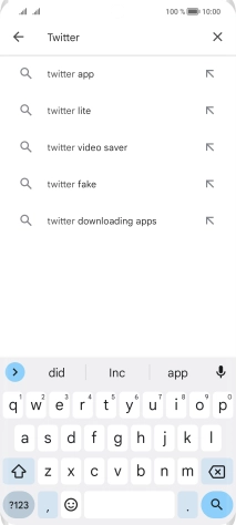 Key in Twitter and press the search icon.