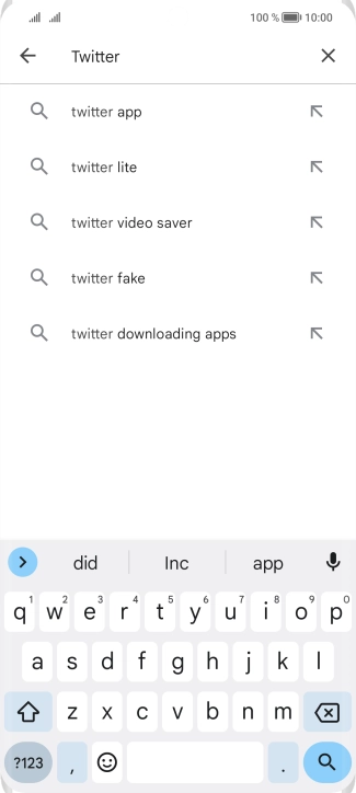 Key in Twitter and press the search icon.