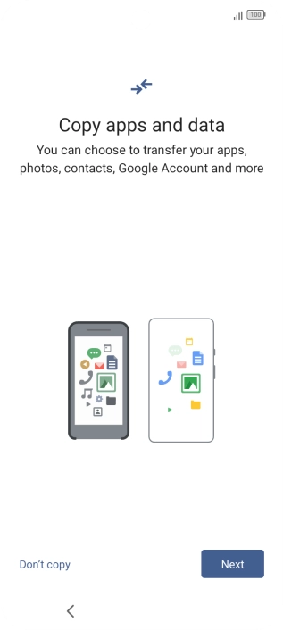 You can transfer the contents of another phone to your phone when it's activated for the first time and after a factory reset. When this screen is displayed, your phone is ready to transfer contents from another phone.