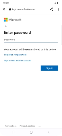 Press Password and key in the password for your email account.