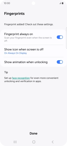 Press the required settings to turn them on or off.