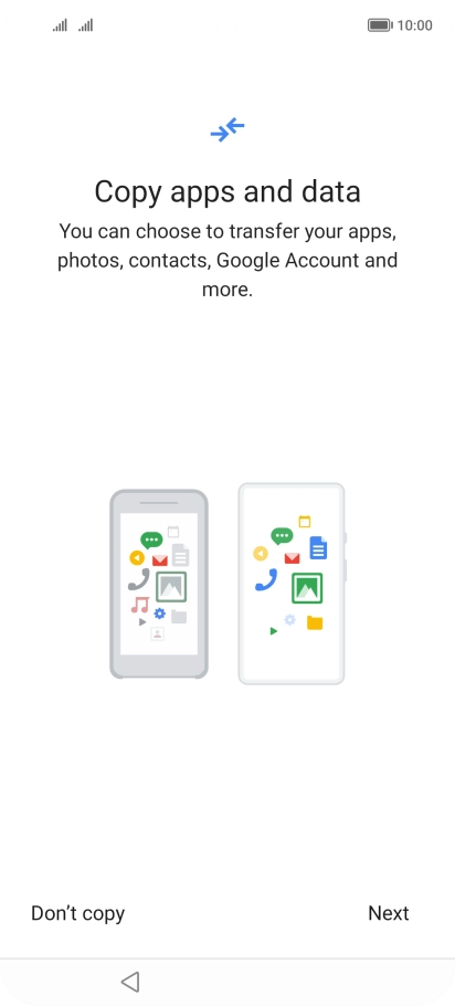 You can transfer the contents of another phone to your phone when it's activated for the first time and after a factory reset. When this screen is displayed, your phone is ready to transfer contents from another phone.