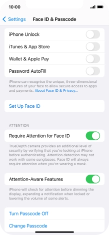 Press Turn Passcode Off and key in the phone lock code.